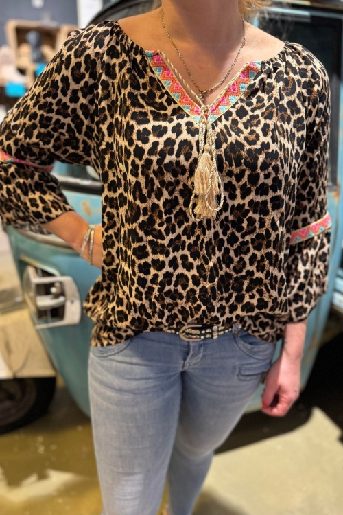 BLOUSE IBIZA - LEOPARD BRUIN