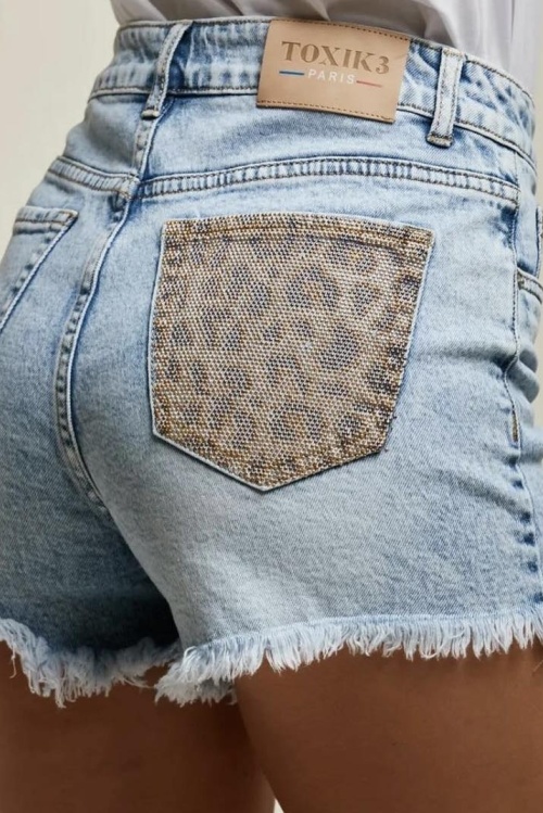 L21359-1 SHORT - DENIM LEO - BLEACHED