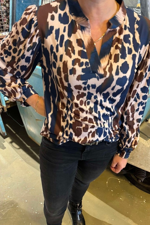 BLOUSE PRINT - BLAUW