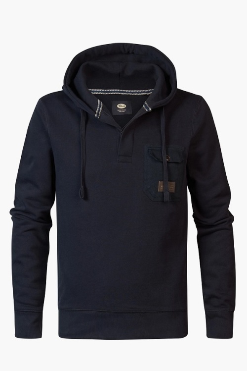 PETROL - M-3040-SWH348 - HOODIE - DONKER BLAUW