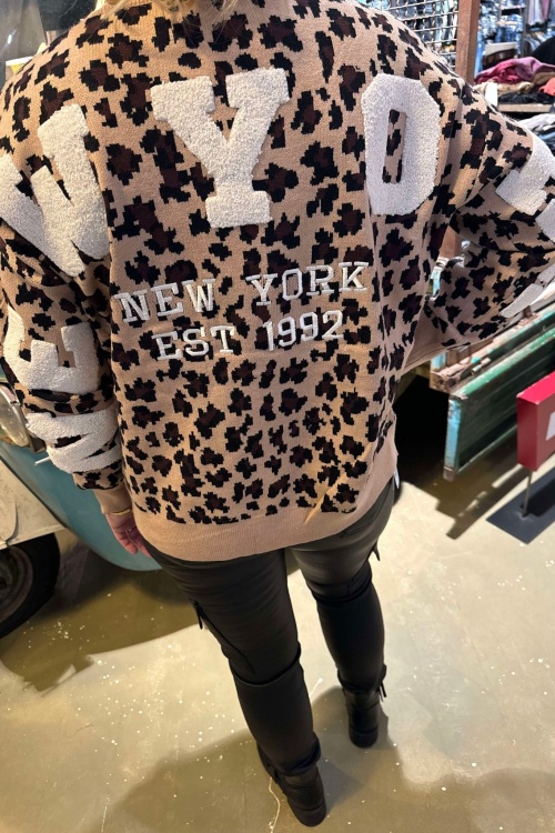 AM389 SWEATER - LEOPARD - LICHTBRUIN